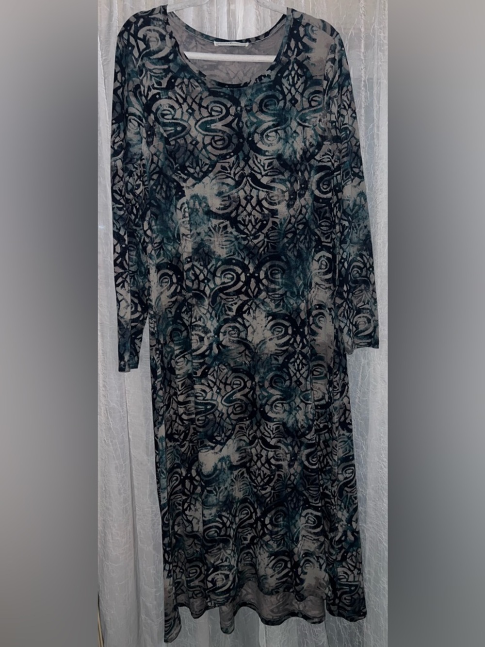 Peruvian Connection Pima Cotton Swing Dress Womens A-Line Abstract Print size XL